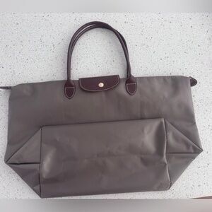 Classic Khaki Brown Tote Bag with Contrast Handles
